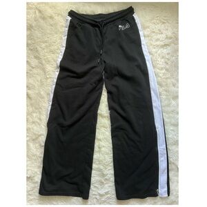 Fila Black and White Logo Wide Leg Sweatpants